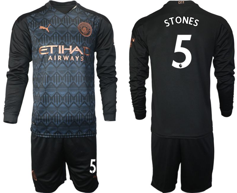 Men 2020-2021 club Manchester city home long sleeve #5 black Soccer Jerseys